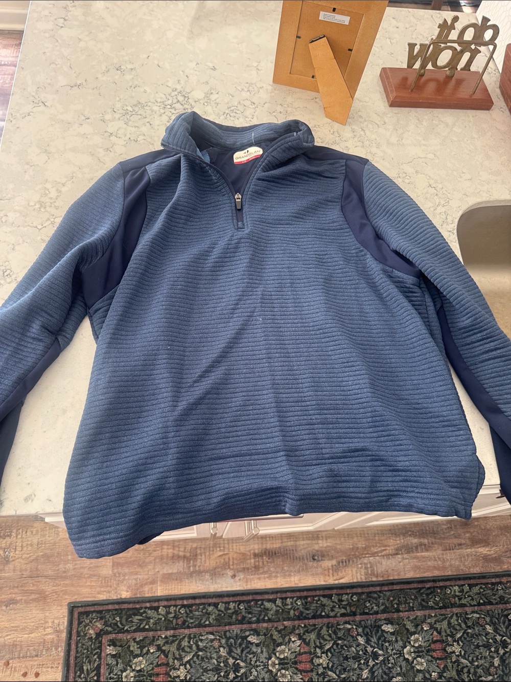 Grand Slam Heather Navy Quilted Half-Zip Pullover